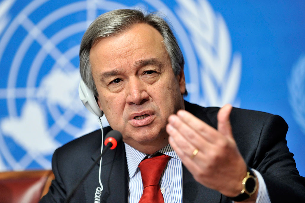 António Guterres durante una intervención de Naciones Unidas